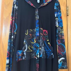 Joseph Ribkoff Black Top with Colorful Collar